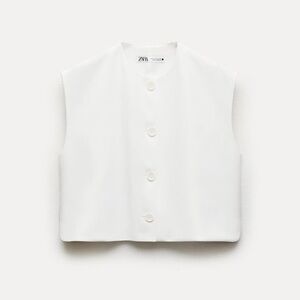 Zara Ivory Buttoned Sleeveless Top